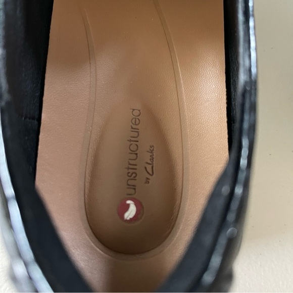 Clarks Women’s Unstructured Black Un-Blush Ease Slip On Black Loafer Sz 9 1/2 W - Picture 9 of 13